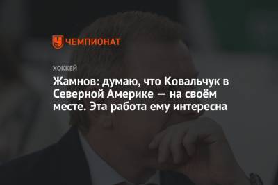 Алексей Жамнов - Жамнов: думаю, что Ковальчук в Северной Америке — на своём месте. Эта работа ему интересна - championat.com - Россия