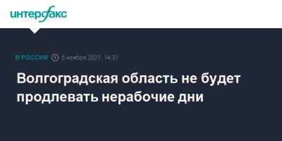 Андрей Бочаров - Волгоградская область не будет продлевать нерабочие дни - interfax.ru - Москва - Волгоградская обл.