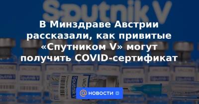 В Минздраве Австрии рассказали, как привитые «Спутником V» могут получить COVID-сертификат - news.mail.ru - Австрия