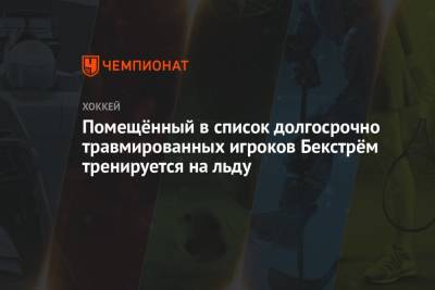 Никлас Бекстрем - Помещённый в список долгосрочно травмированных игроков Бекстрём тренируется на льду - championat.com - Вашингтон - шт.Флорида