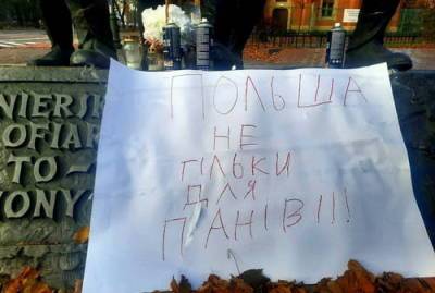 Юзеф Пилсудский - В Польше неизвестные разукрасили памятник в "украинские" цвета и оставили записку (фото) - narodna-pravda.ua - Украина - Египет - Польша