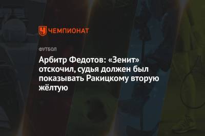 Ярослав Ракицкий - Игорь Панин - Игорь Федотов - Арбитр Федотов: «Зенит» отскочил, судья должен был показывать Ракицкому вторую жёлтую - championat.com - Россия