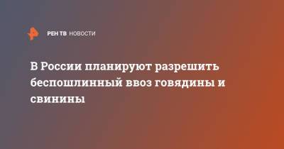 В России планируют разрешить беспошлинный ввоз говядины и свинины - ren.tv - Россия