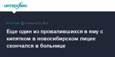 Еще один из провалившихся в яму с кипятком в новосибирском лицее скончался в больнице - interfax.ru - Москва - Новосибирск