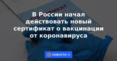 В России начал действовать новый сертификат о вакцинации от коронавируса - news.mail.ru - Россия - Московская обл.