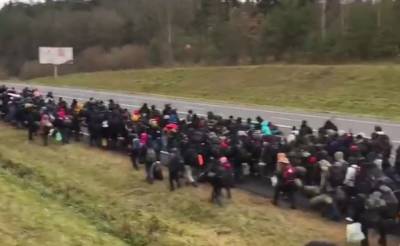ГПК: многочисленная группа беженцев с вещами движется вдоль трассы к границе с Польшей - grodnonews.by - Белоруссия - Польша