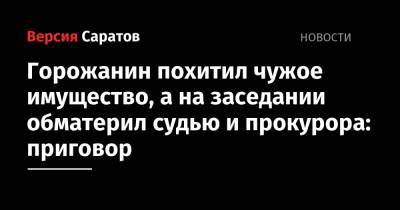 Горожанин похитил чужое имущество, а на заседании обматерил судью и прокурора: приговор - nversia.ru - Россия - Саратов