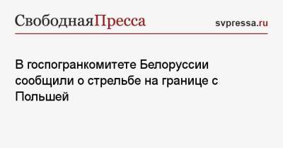 Александр Лукашенко - В госпогранкомитете Белоруссии сообщили о стрельбе на границе с Польшей - svpressa.ru - Белоруссия - Польша