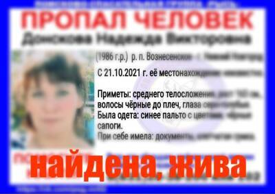 Пропавшая в Вознесенском районе женщина найдена живой - vgoroden.ru - Нижегородская обл.