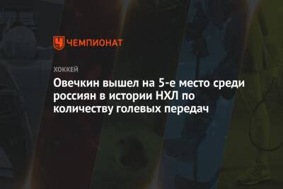 Александр Овечкин - Томас Уилсон - Овечкин вышел на 5-е место среди россиян в истории НХЛ по количеству голевых передач - championat.com - США - Вашингтон