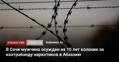 В Сочи мужчина осужден на 10 лет колонии за контрабанду наркотиков в Абхазию - kubnews.ru - Россия - Санкт-Петербург - Сочи - Краснодарский край - Апсны - Адлер - район Адлерский, Сочи