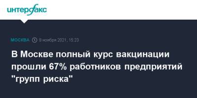 Сергей Собянин - В Москве полный курс вакцинации прошли 67% работников предприятий "групп риска" - interfax.ru - Москва - Россия