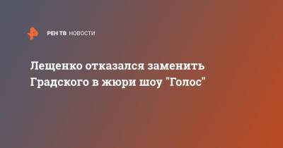 Лев Лещенко - Александр Градский - Лещенко отказался заменить Градского в жюри шоу "Голос" - ren.tv - Москва - РСФСР