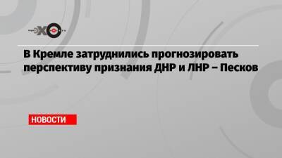 Владимир Путин - Дмитрий Песков - В Кремле затруднились прогнозировать перспективу признания ДНР и ЛНР – Песков - echo.msk.ru - Москва - Россия - Украина - ДНР - ЛНР - Донецкая обл.