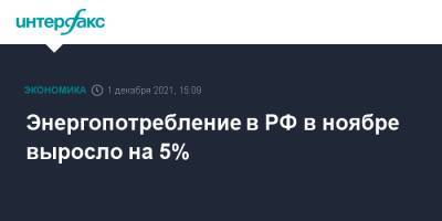 Евгений Грабчак - Энергопотребление в РФ в ноябре выросло на 5% - interfax.ru - Москва - Россия