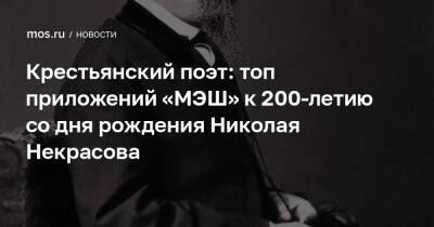 Николай Некрасов - Крестьянский поэт: топ приложений «МЭШ» к 200-летию со дня рождения Николая Некрасова - mos.ru - Москва - Санкт-Петербург