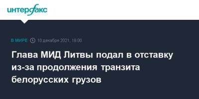 Ингрида Шимоните - Литва - Глава МИД Литвы подал в отставку из-за продолжения транзита белорусских грузов - interfax.ru - Москва - США - Белоруссия - Литва