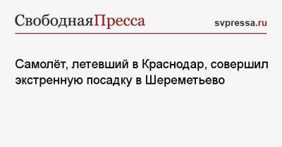 Самолёт, летевший в Краснодар, совершил экстренную посадку в Шереметьево - svpressa.ru - Москва - США - Краснодар