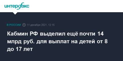 Владимир Путин - Михаил Мишустин - Кабмин РФ выделил ещё почти 14 млрд руб. для выплат на детей от 8 до 17 лет - interfax.ru - Москва - Россия