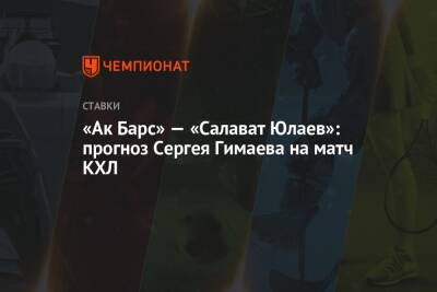Сергей Гимаев - «Ак Барс» — «Салават Юлаев»: прогноз Сергея Гимаева на матч КХЛ - championat.com