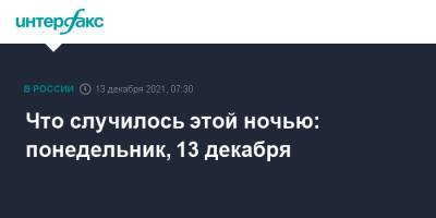 Что случилось этой ночью: понедельник, 13 декабря - interfax.ru - Москва - Россия