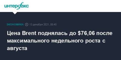 Цена Brent поднялась до $76,06 после максимального недельного роста с августа - smartmoney.one - Москва - Лондон - Нью-Йорк - Нью-Йорк - Москва - Лондон