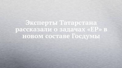 Эксперты Татарстана рассказали о задачах «ЕР» в новом составе Госдумы - chelny-izvest.ru - Россия - респ. Татарстан