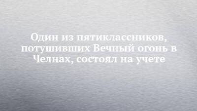 Один из пятиклассников, потушивших Вечный огонь в Челнах, состоял на учете - chelny-izvest.ru - Россия - Набережные Челны - Гэс