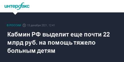 Михаил Мишустин - Кабмин РФ выделит еще почти 22 млрд руб. на помощь тяжело больным детям - interfax.ru - Москва - Россия