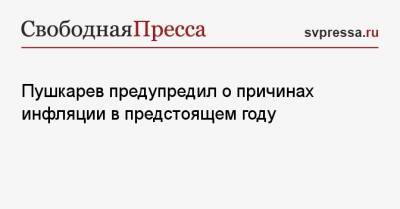 Петр Пушкарев - Андрей Белоусов - Пушкарев предупредил о причинах инфляции в предстоящем году - svpressa.ru - Россия