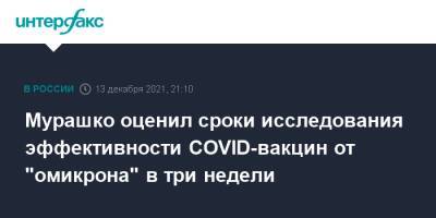 Михаил Мурашко - Мурашко оценил сроки исследования эффективности COVID-вакцин от "омикрона" в три недели - interfax.ru - Москва - Россия