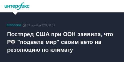 Линда Томас-Гринфилд - Постпред США при ООН заявила, что РФ "подвела мир" своим вето на резолюцию по климату - interfax.ru - Москва - Россия - США - Ирландия - Нигер