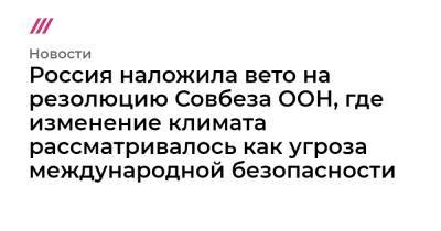 Россия наложила вето на резолюцию Совбеза ООН, где изменение климата рассматривалось как угроза международной безопасности - tvrain.ru - Россия - Китай - Индия - Ирландия - Нигерия