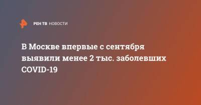 В Москве впервые с сентября выявили менее 2 тыс. заболевших COVID-19 - ren.tv - Москва - Россия - Москва