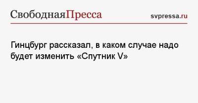 Александр Гинцбург - Гинцбург рассказал, в каком случае надо будет изменить «Спутник V» - svpressa.ru - Россия - США - Красноярск