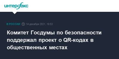 Комитет Госдумы по безопасности поддержал проект о QR-кодах в общественных местах - interfax.ru - Москва - Россия