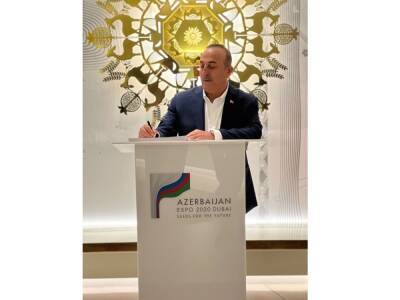 Мевлют Чавушоглу - Азербайджан - Глава МИД Турции посетил павильон Азербайджана на выставке Dubai Expo 2020 (ФОТО) - trend.az - Турция - Эмираты - Азербайджан - Dubai