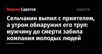 Сельчанин выпил с приятелем, а утром обнаружил его труп: мужчину до смерти забила компания молодых людей - nversia.ru - Саратовская обл.