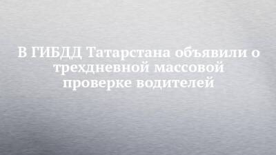 В ГИБДД Татарстана объявили о трехдневной массовой проверке водителей - chelny-izvest.ru - респ. Татарстан