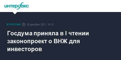 Госдума приняла в I чтении законопроект о ВНЖ для инвесторов - interfax.ru - Москва - Россия