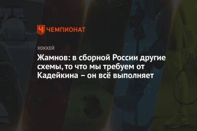 Александр Кадейкин - Павел Панышев - Алексей Жамнов - Жамнов: в сборной России другие схемы, то, что мы требуем от Кадейкина — он всё выполняет - championat.com - Москва - Россия - Швеция - Финляндия - Канада - Чехия