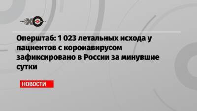 Оперштаб: 1 023 летальных исхода у пациентов с коронавирусом зафиксировано в России за минувшие сутки - echo.msk.ru - Москва - Россия