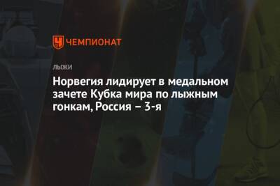 Александр Большунов - Александр Терентьев - Норвегия лидирует в медальном зачете Кубка мира по лыжным гонкам, Россия – 3-я - championat.com - Норвегия - Россия - Швеция - Финляндия