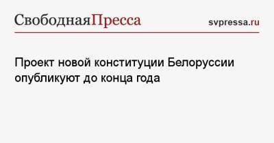 Александр Лукашенко - Проект новой конституции Белоруссии опубликуют до конца года - svpressa.ru - Россия - Белоруссия