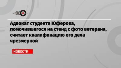 Адвокат студента Юферова, помочившегося на стенд с фото ветерана, считает квалификацию его дела чрезмерной - echo.msk.ru - Москва