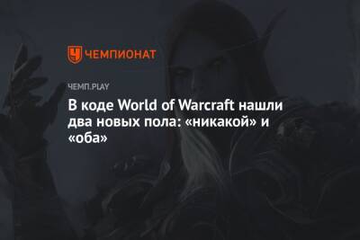 В коде World of Warcraft нашли два новых пола: «никакой» и «оба» - championat.com