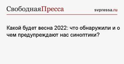 Какой будет весна 2022: что обнаружили и о чем предупреждают нас синоптики? - svpressa.ru - Россия
