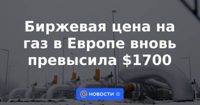 Биржевая цена на газ в Европе вновь превысила $1700 - news.mail.ru - Германия - Голландия