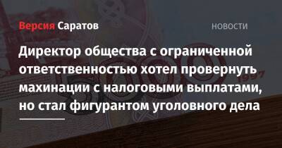 Директор общества с ограниченной ответственностью хотел провернуть махинации с налоговыми выплатами, но стал фигурантом уголовного дела - nversia.ru - Россия - Саратовская обл.