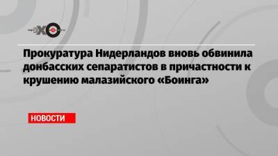 Игорь Гиркин - Прокуратура Нидерландов вновь обвинила донбасских сепаратистов в причастности к крушению малазийского «Боинга» - echo.msk.ru - Украина - ДНР - Голландия - Малайзия - Гаага